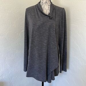 Apt.9 Heather Gray Cardigan One Button Front Draped Long Sleeves Soft Size XL